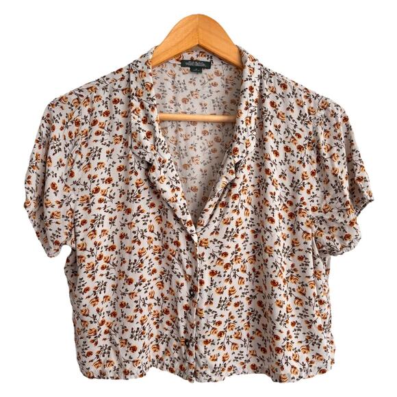 Wild Fable Floral Button-Up Blouse - White and Orange - Picture 1 of 7